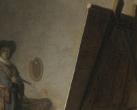 De schilder in zijn atelier, Rembrandt van Rijn, detail