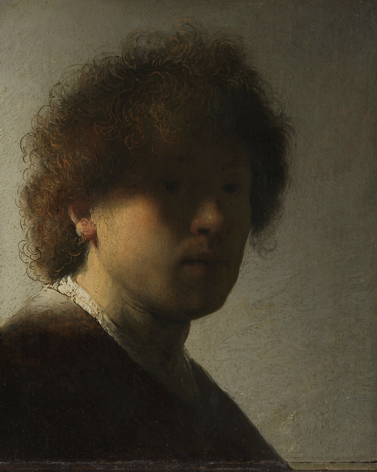 Zelfportret op jeugdige leeftijd, Rembrandt van Rijn, kunstdruk van willem.