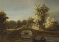 Landschap met stenen brug, Rembrandt van Rijn, detail