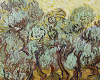 Olijfbomen met gele hemel en zon, Vincent van Gogh, detail