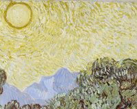 Olijfbomen met gele hemel en zon, Vincent van Gogh, detail