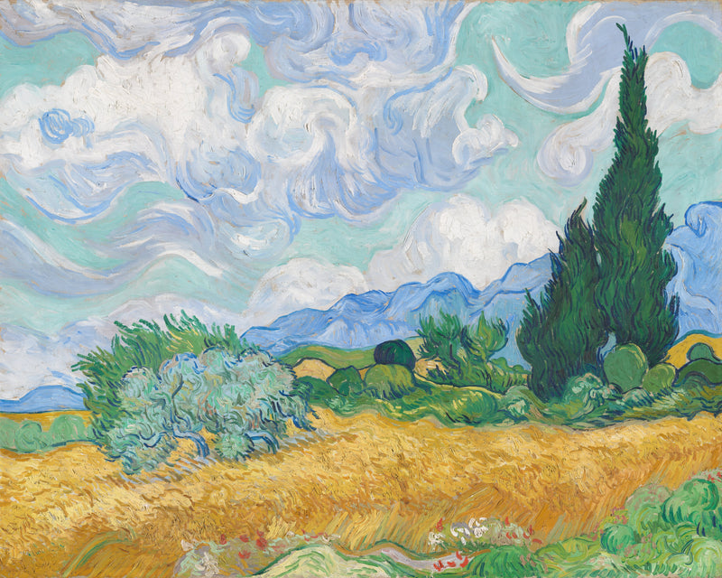 Korenveld met cipressen, Vincent van Gogh, kunstdruk van willem.