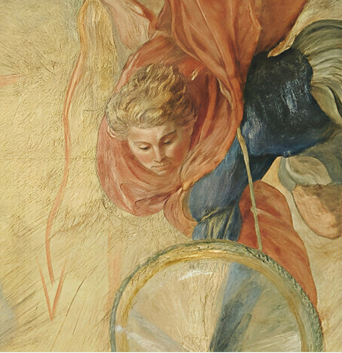 Hetzelfde detail van aartsengel Michaël na vergroting met beeldsoftware